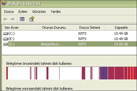 Dikkat: Disk Birleştiricisi Yüklü Değilse