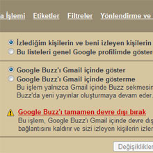 1. Google Buzz'da gizlilik