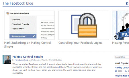 Facebook Blog ve Mashable