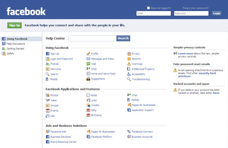 Facebook Help Center ve All Facebook