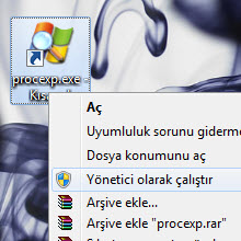 Process Explorer'ı çalıştırma