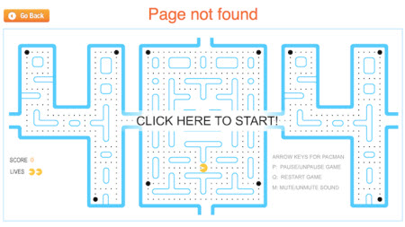 Pac-Man oynatan 404 sayfası!