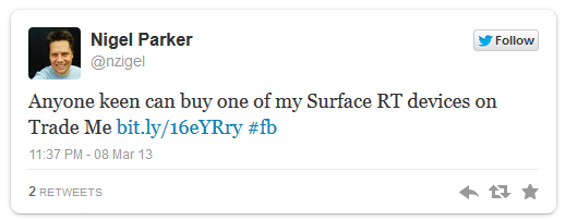 Nigel Parker'ın Surface RT'si