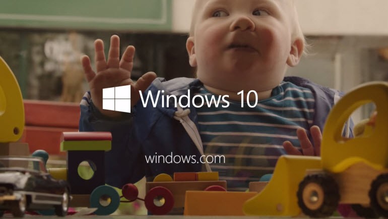 Windows 10 için bebekli reklam!