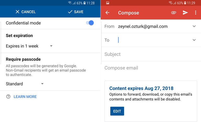 Gmail'in Gizli Modu Android ve iOS'ta!