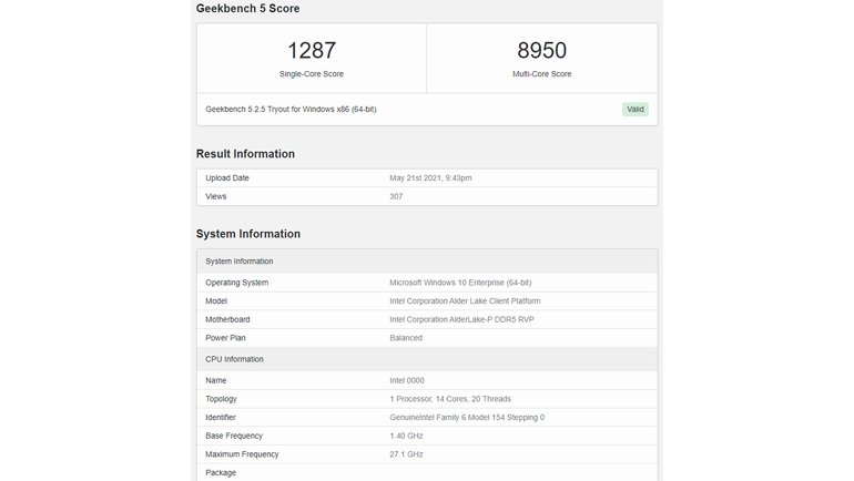 14 çekirdekli Alder Intel Lake İşlemci, Performansıyla Birlikte Sızdı!