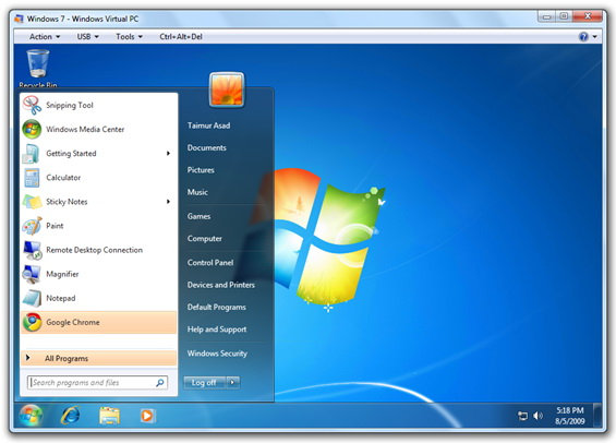 uses windows 7 virtual pc on windows 10
