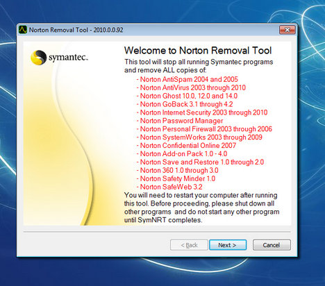 norton removal tool symantec winfax pro